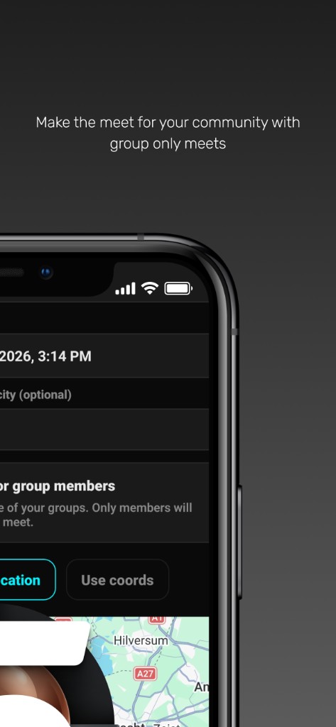 Creating a meet with group-only option and map location